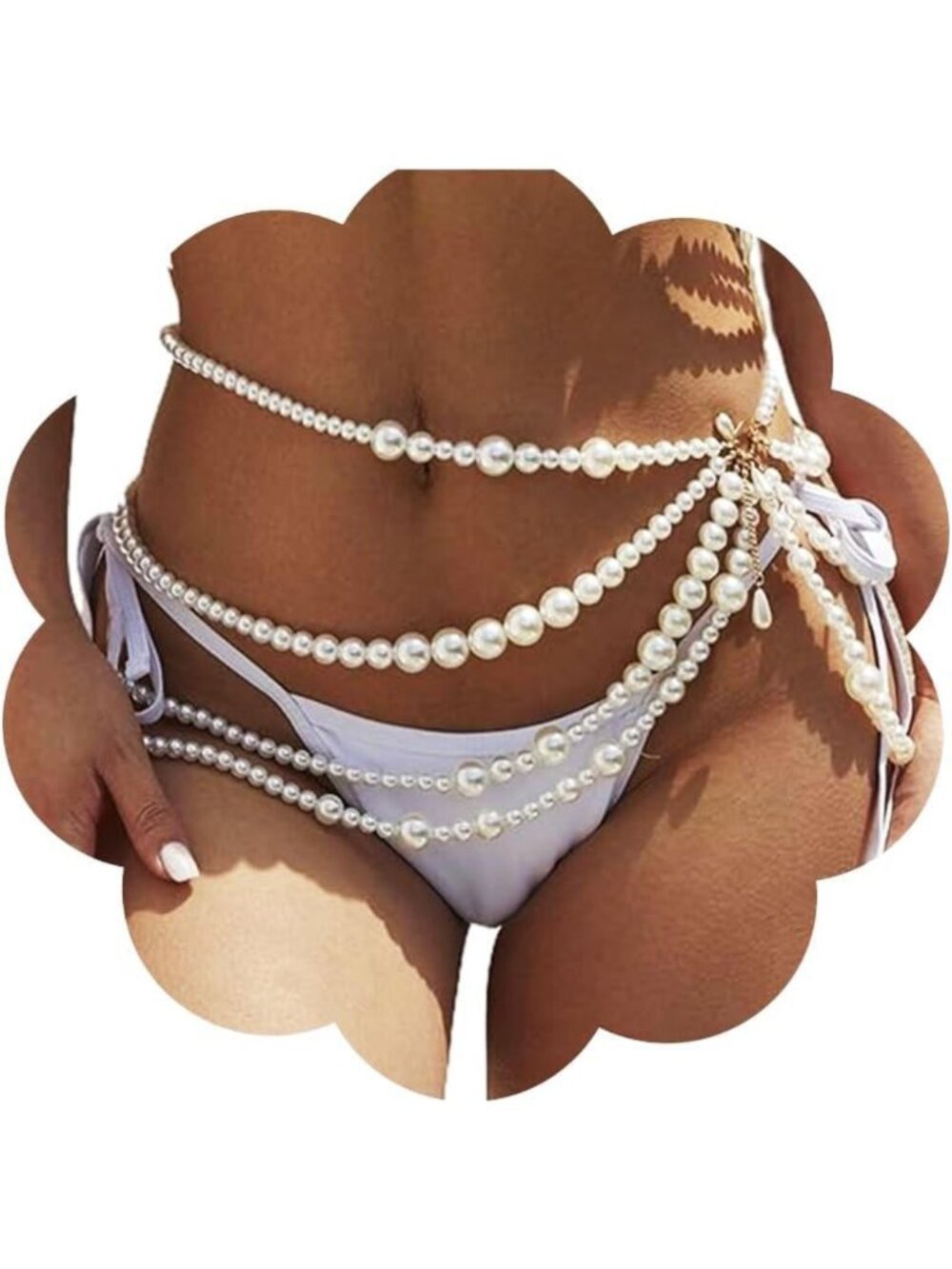 Layered Pearl Waist Chain | Body Jewelry & Belly Chain for Summer Beach Parties